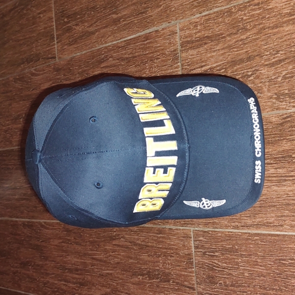 Breitling Swiss Chronographs Navy Yellow Baseball Trucker Snapback Hat Cap - Picture 1 of 9
